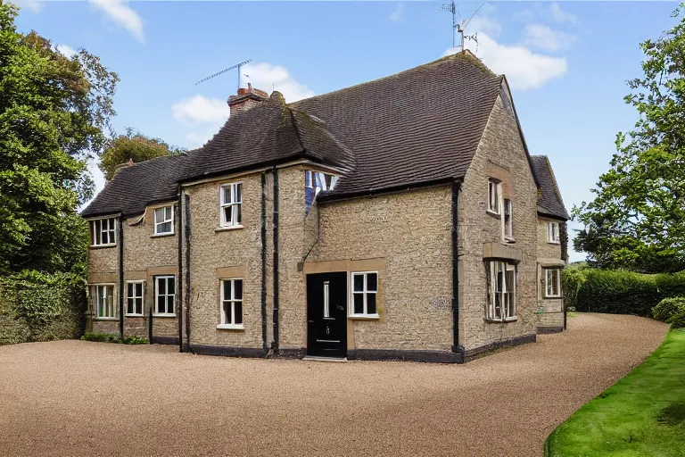 Prompt: an estate agent listing photo, external view of a 5 bedroom detached countryside house in the UK, by Giger