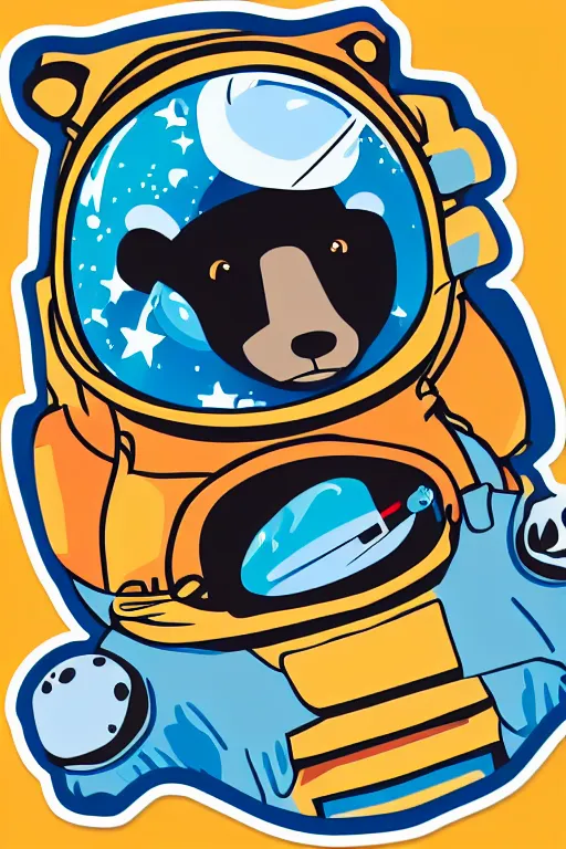 Image similar to A portrait of a bear as an astronaut on the moon, sticker, colorful, illustration, highly detailed, smooth and clean vector curves, no jagged lines, vector art, smooth