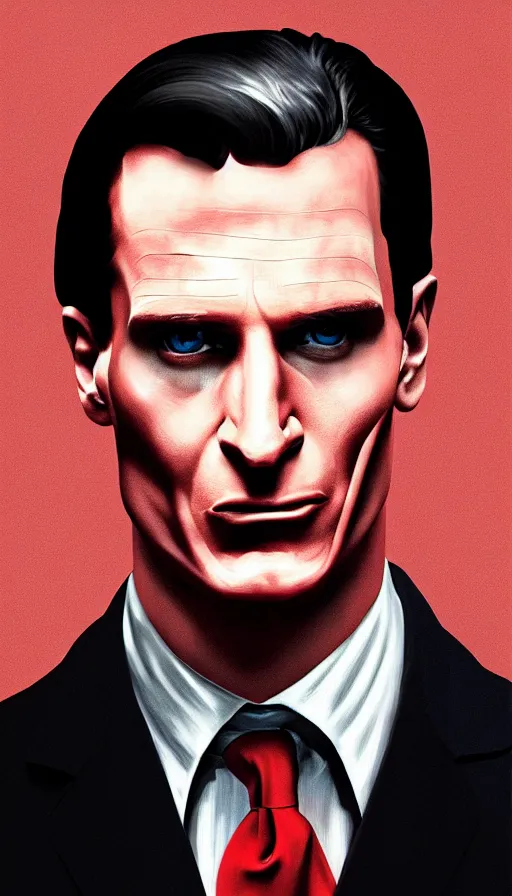 Prompt: patrick bateman, american psycho, 8 k, poster, painting by emanuele dascanio and robin eley