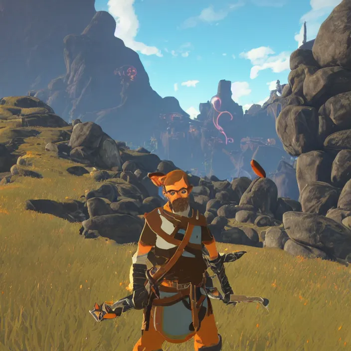 Image similar to Gordon Freeman in The Legend of Zelda Breath of the Wild, detailed screenshot