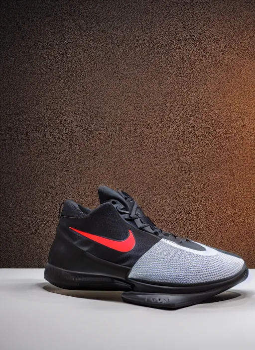 Image similar to hyperrealistic and heavy detailed product photo nike shoe of agent 3 3 corp, in front of white back drop, whole shoe is in picture, leica sl 2 5 0 mm, vivid color, high quality, high textured, real life