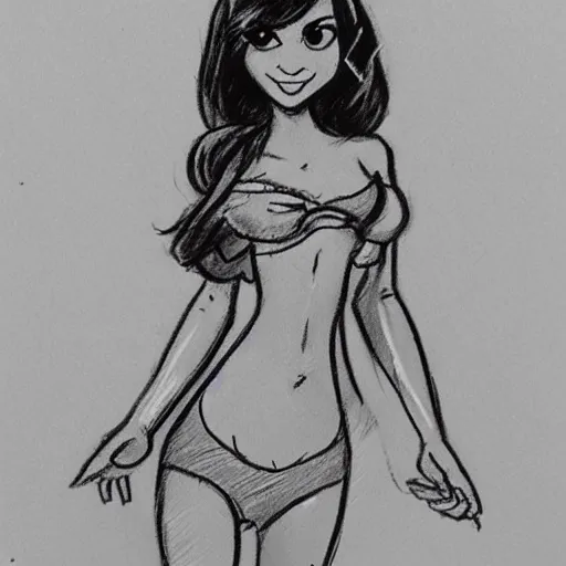 Image similar to milt kahl sketch of victoria justice with kim kardashian body as princess daisy from super mario bros