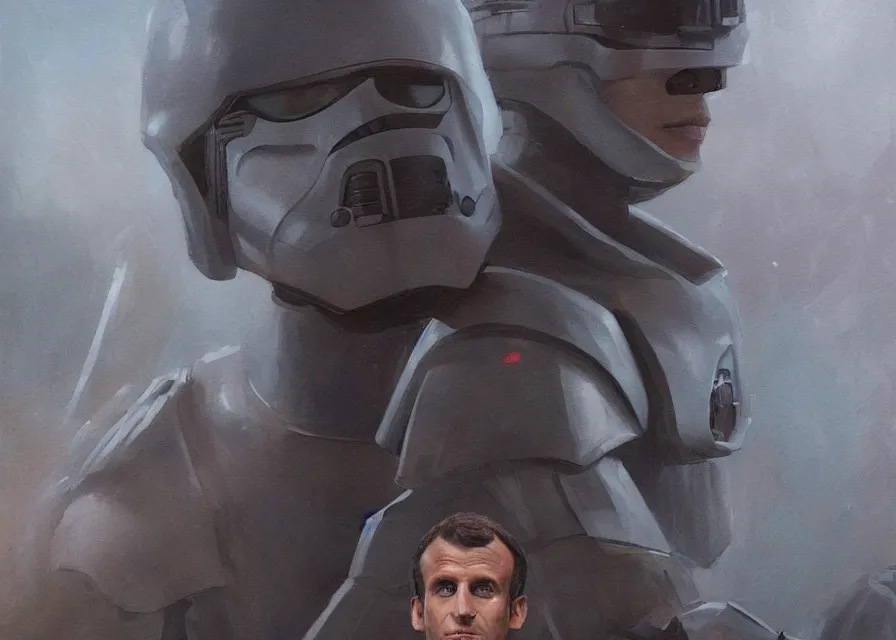 Prompt: painting of Emmanuel Macron dressed as in Star Wars,(((( inside the galactic senate)))), sharp focus, trending on ArtStation, masterpiece, by Greg Rutkowski, by Ross Tran, by Fenghua Zhong, octane, clear eyes, soft render, clear facial features, oil on canvas, moody lighting, cinematic, professional environment concept art