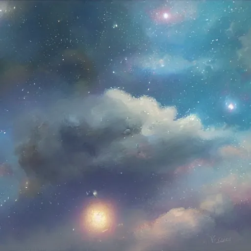 Prompt: sky full of galaxies by krenz cushart