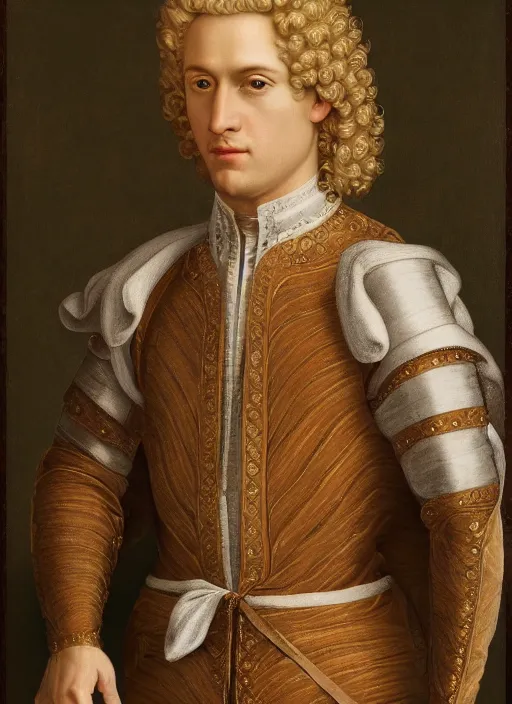 Prompt: portrait of a blond handsome man in renaissance style, High Res 8K,hyperdetailed