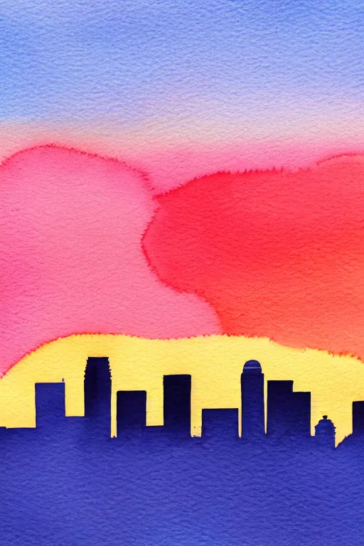 Image similar to minimalist watercolor art of los angeles at sunset, illustration, vector art