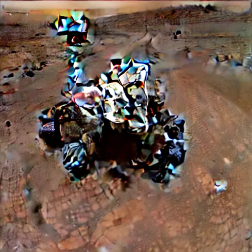Prompt: mysterious creature mars rover camera footage