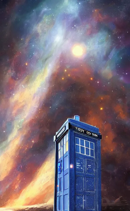 Image similar to a portrait of a tardis, in space, dynamic lighting, photorealistic fantasy concept art, trending on art station, stunning visuals, creative, cinematic, ultra detailed