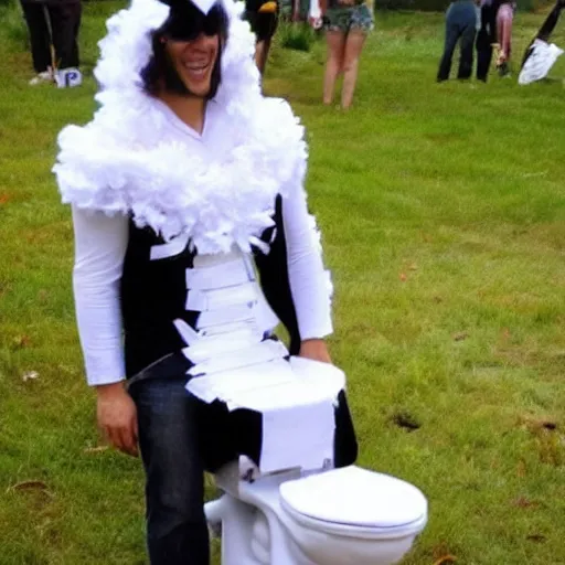 Image similar to creative costume made with toilet paper