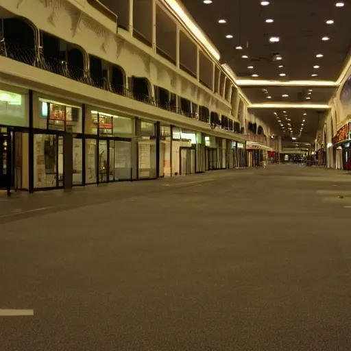 Image similar to Empty mall at night, low quality photograph, liminal space