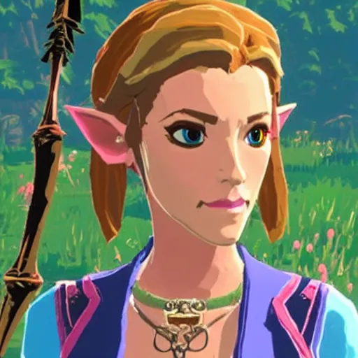Prompt: Moira Rose from Schitt’s Creek, in Legend of Zelda Breath of the Wild