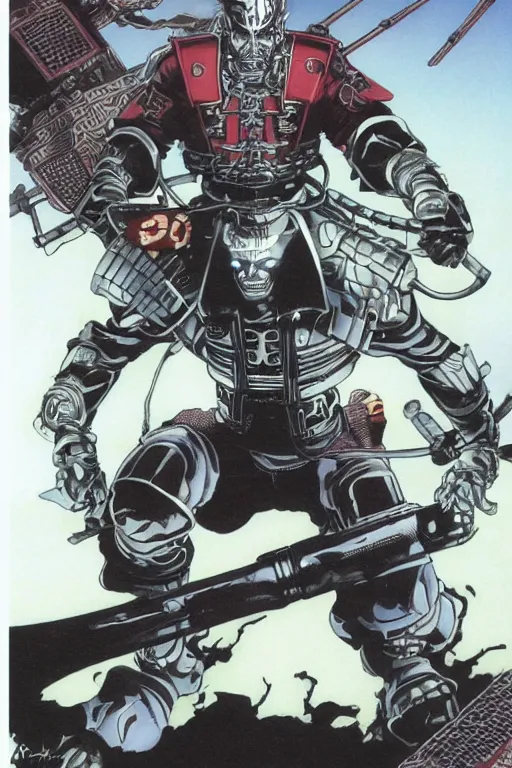 Image similar to cybernetic samurai general ghost by mark zug, travis charest, kev walker, jesper ejsing and paolo parente