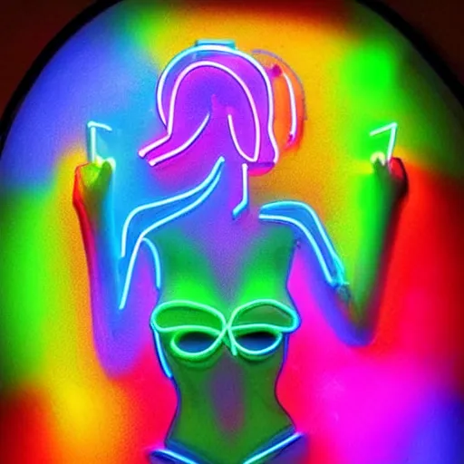 Prompt: 3 d neon art of a womens body, amazing detail