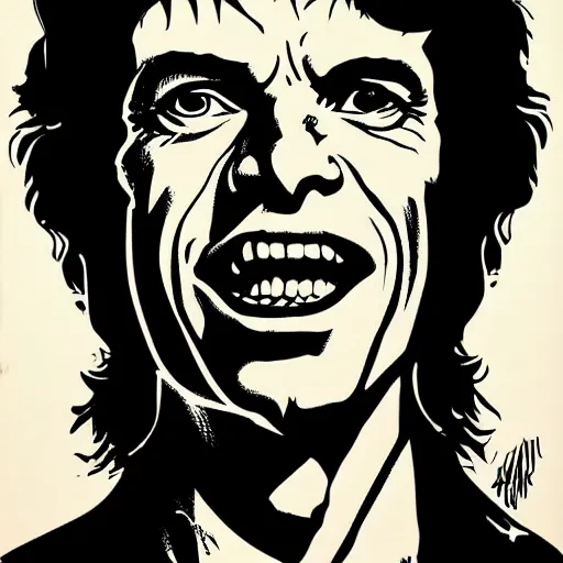 Image similar to individual youthful mick jagger silk screen butcher billy style