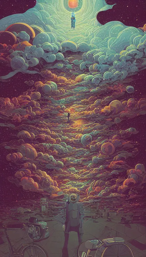 Image similar to the adventures of the cosmic time travellers travelling through starlit cloudscape, futurism, dan mumford, victo ngai, kilian eng, da vinci, josan gonzalez