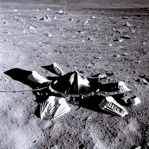 Prompt: photograph crashed alien ship on the moon highly detailed