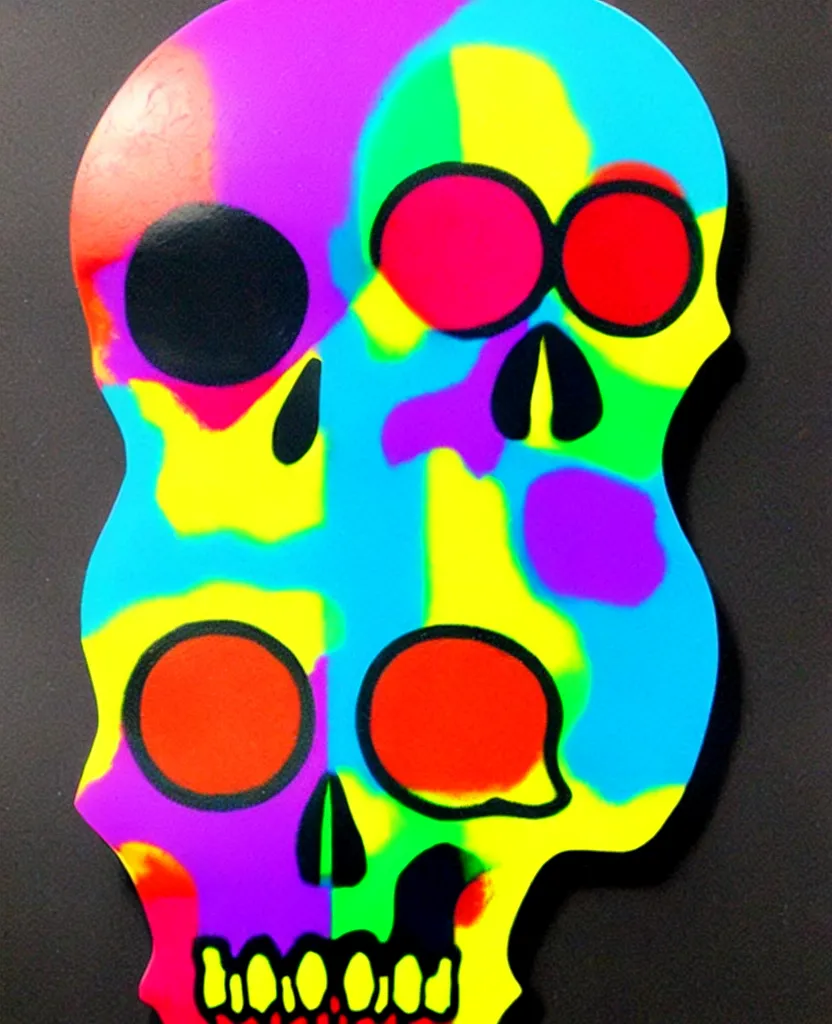 Prompt: rainbow skull art toy, vinyl, resin, handmade, pop art brutalist style, picasso andy warhol