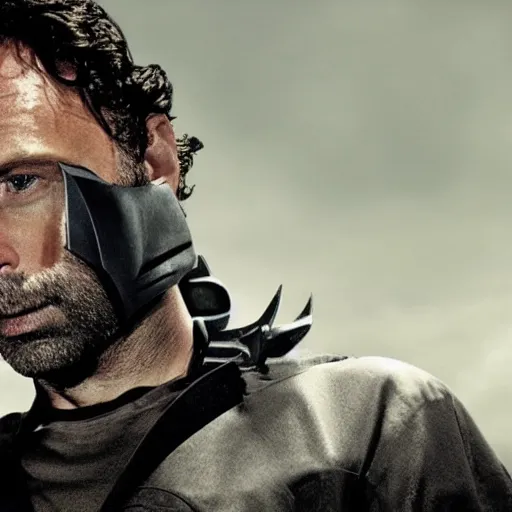 Image similar to Film still of Rick Grimes as Batman, from The Walking Dead (2010 TV Show)