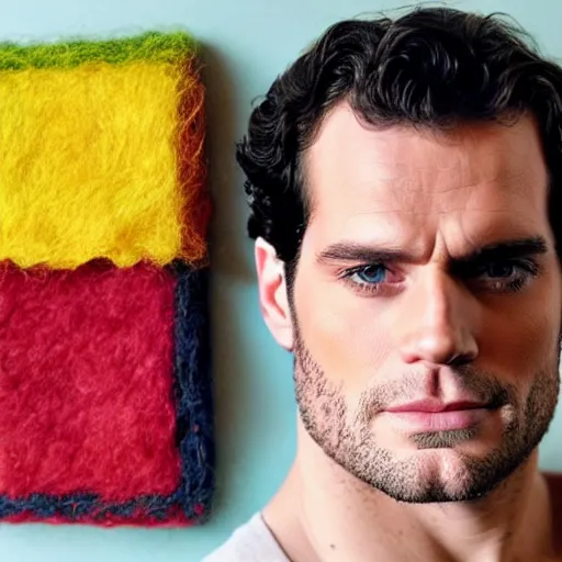 Prompt: henry cavill made of multicolored felt