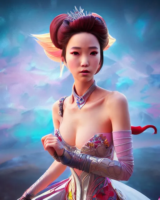 Prompt: an epic comic book style full body portrait painting of sexy princess yuna of final fantasy, elegant, character design by Mark Ryden and Pixar and Hayao Miyazaki, unreal 5, DAZ, hyperrealistic, octane render, cosplay, RPG portrait, dynamic lighting, intricate detail, summer vibrancy, cinematic