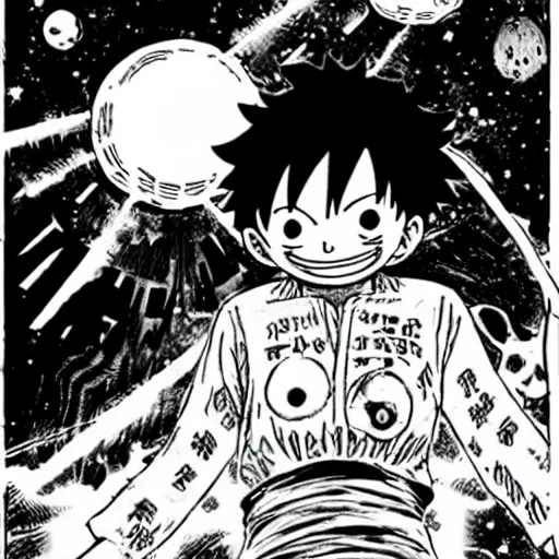 Prompt: luffy in space by Eiichiro Oda