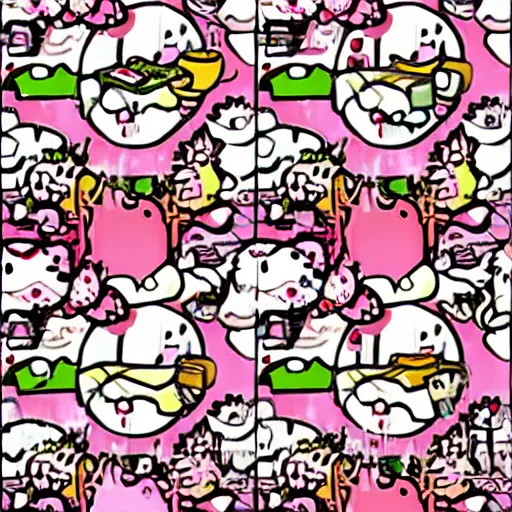 Image similar to hello kitty biblical hell