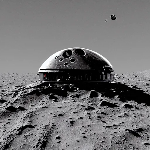 Prompt: photograph crashed alien ship on the moon highly detailed