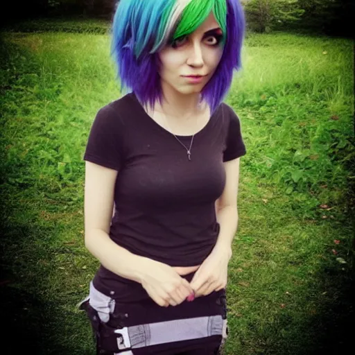 Image similar to saria as emo girl