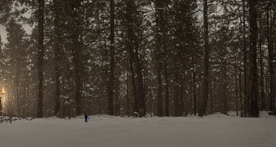 Image similar to Hereditary (2018) high contrast lighting, night scene, film still