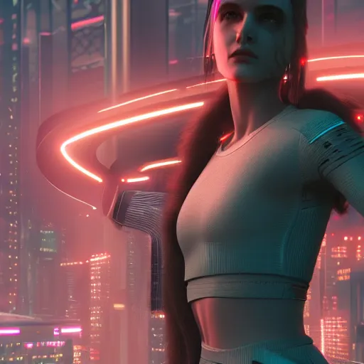 Prompt: cyberpunk woman with brain integrated with scifi city, rendered in arnold engine, high detailed, 8k, trending on artstation cyberpunk 2099 blade runner 2049 neon
