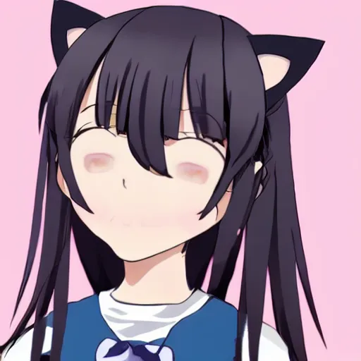 Image similar to a girl with a cat ear, anime style