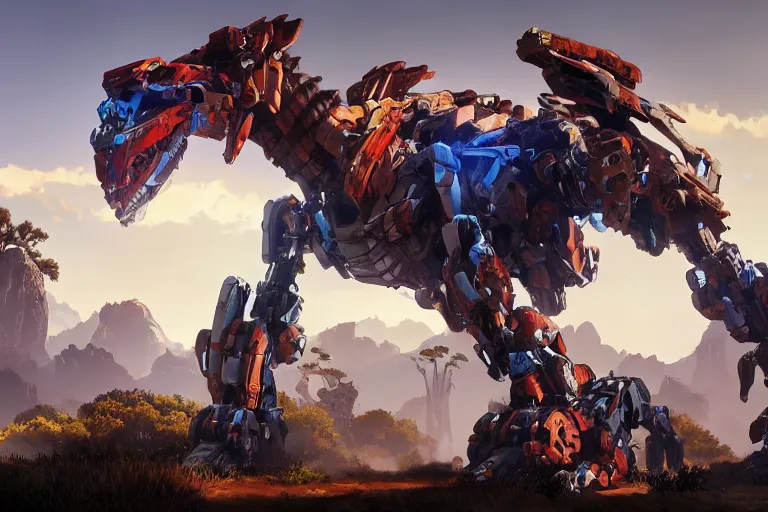 Image similar to clawstrider machine mecha animal beast robot of horizon forbidden west horizon zero dawn bioluminiscence global illumination ray tracing hdr fanart arstation by sung choi and eric pfeiffer and gabriel garza and casper konefal