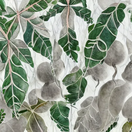 Image similar to delicate marble white garden on paper floating puffy vines botanical 1 9 2 0 herbarium botanic watercolors river ocean coastile rain iridescent 8 k wide angle realistic shaded fine details, artstation italian rainbow colonnade oak pinecone gardena architecture pompeii