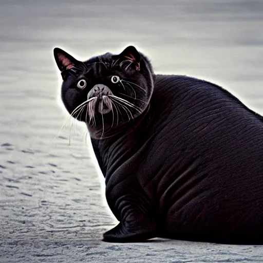 Image similar to a walrus - cat - hybrid, animal photography