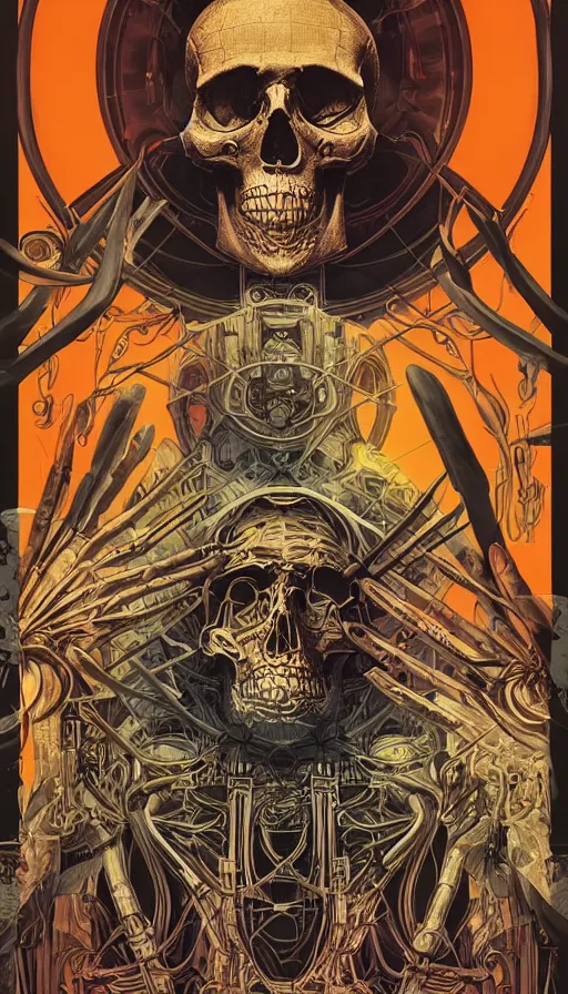 Prompt: The oracle of the skull gods, italian futurism, da vinci, Dan Mumford, Josan Gonzalez
