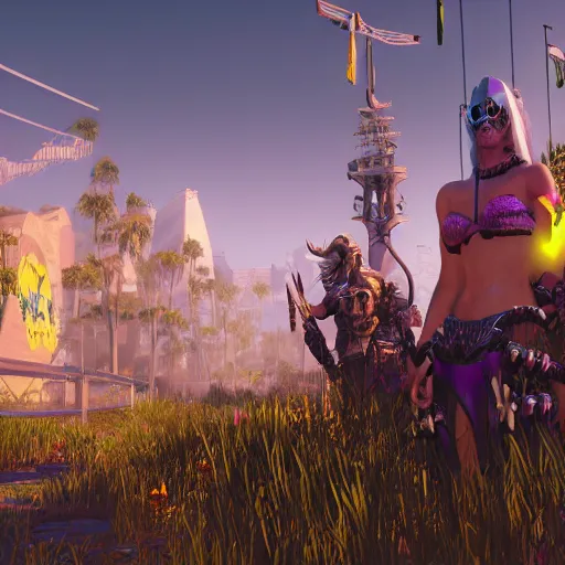 Image similar to hazy days of summer, in style of (World of Warcraft) and (Cyberpunk 2077), 8K, 4K, UE5, RTX
