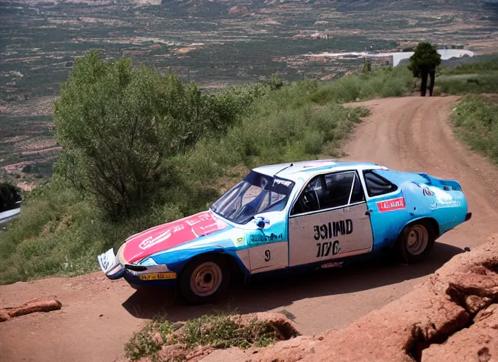 Image similar to An old Dacia made into a hillclimb car is racing at Pikes Peak, pro photo