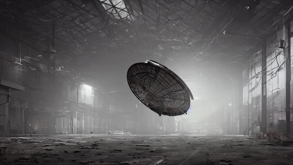 Prompt: an object render of a decrepit satellite dish, in a warehouse, by emmanuel shiu, trending on artstation, photorealistic, cryengine render 8 k uhd