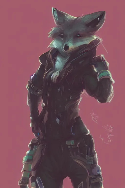Image similar to a fox fursona, trending on artstation, by kawacy, furry art, digital art, cyberpunk, high quality
