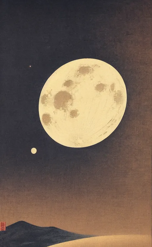 Image similar to painting of the moon by kitano tsunetomi, 1 9 3 9