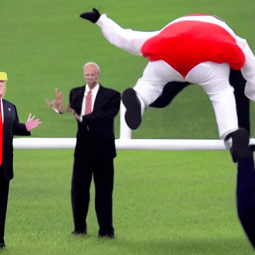 Image similar to donald trump doing jumping Jack's