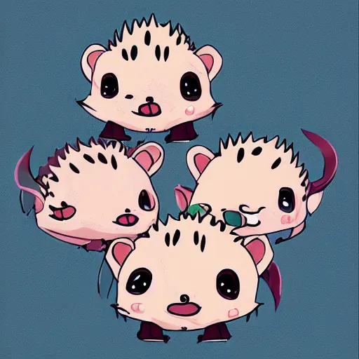 Image similar to baby hedgehogs in the style of cute anime, adorable, cute, art station