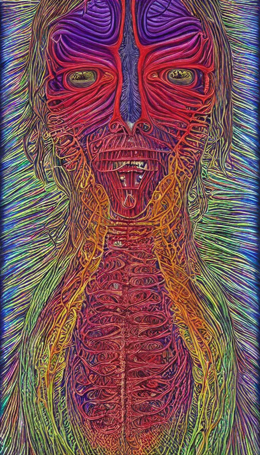 Image similar to The end of an organism, by Alex Grey ,