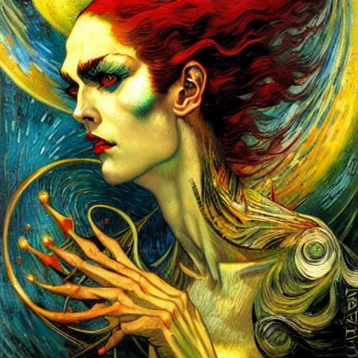 Image similar to Divine Chaos Engine by Karol Bak and Vincent Van Gogh