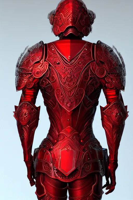 Image similar to beautiful, digital art of an elegant, intricate, beautiful, red, steel - plate full body armor. artstation, by erak note, tooth wu, neil richards, kan liu, siwoo kim