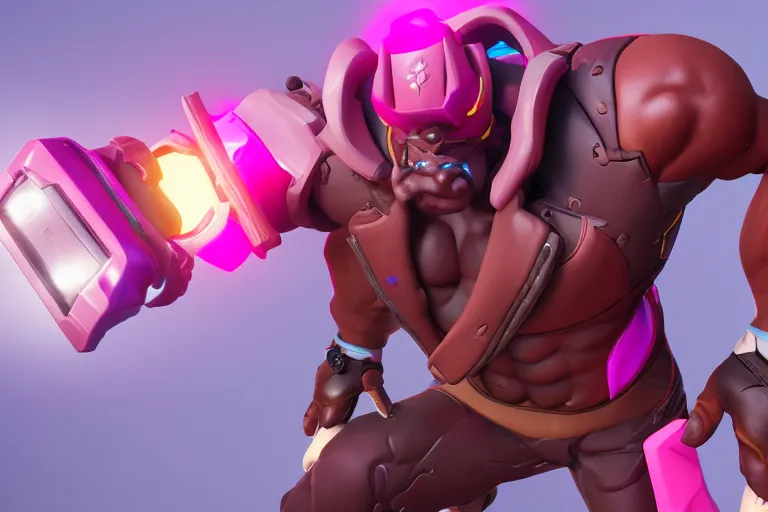 Image similar to doomfist, pink blazer, overwatch game, digital art, high detailed, unreal engine, artstation, 3 d render