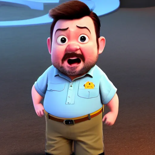 Image similar to ricky gervais as a pixar disney character from up ( 2 0 0 9 ), unreal engine, octane render, 3 d render, photorealistic