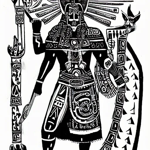 Image similar to odin as an aztec god