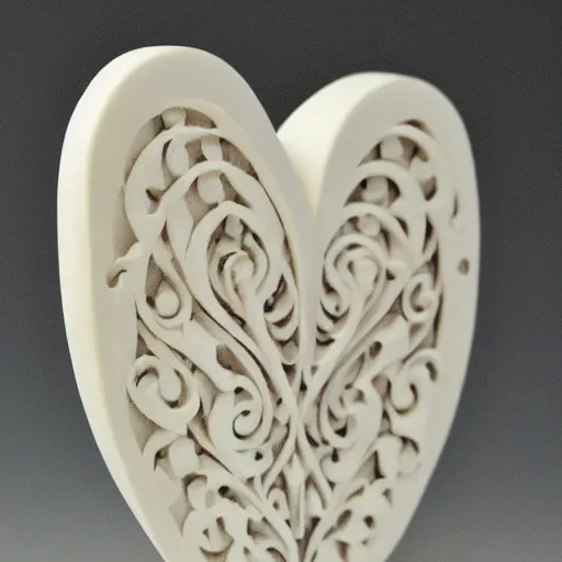 Prompt: intricate heart delicately carved into large block of ivory, c anon 5 d 5 0 mm lens