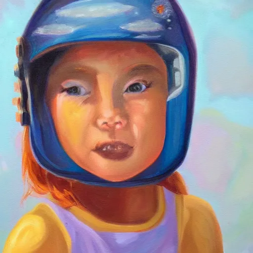 Prompt: oil painting of a girl lost in space